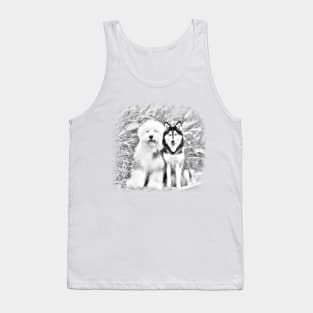 Husky Sketch Art T-Shirt Tank Top